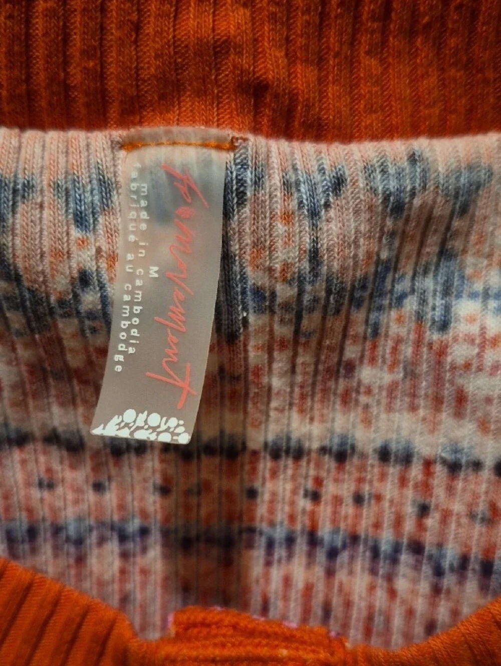Free People Orange & Pink Patterned Button-Front Cardigan